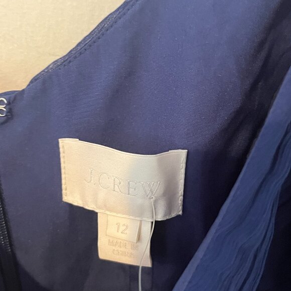 J. Crew Silk Chiffon Heidi Dress Dark Cove 93100 NWT Size 12 - Picture 5 of 9